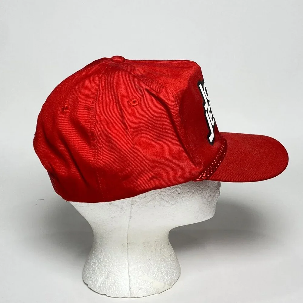 Vintage Jolly Jellies Snapback Trucker Hat Red Rope Detail Promotional Cap